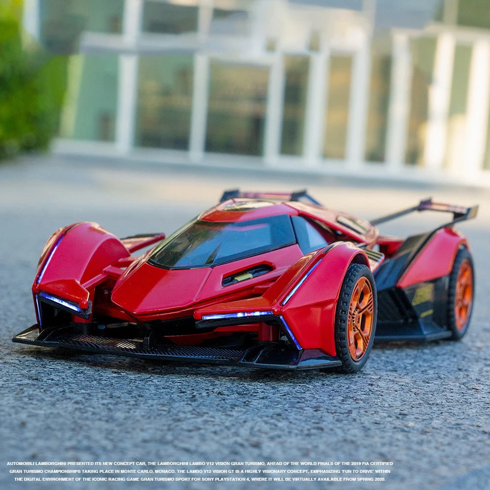 1:32 Lamborghini V12 Vision GT Gran Turismo Supercar Alloy Model Car Diecast Sound & Light Toys Children Vehicle Gifts for Kids