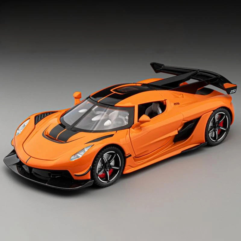 1:22 KNSG Jesko Supercar Alloy Metal Diecast Model Car Sound and Light Pull Back Children'S Toy Collectibles Birthday Gifts Boys