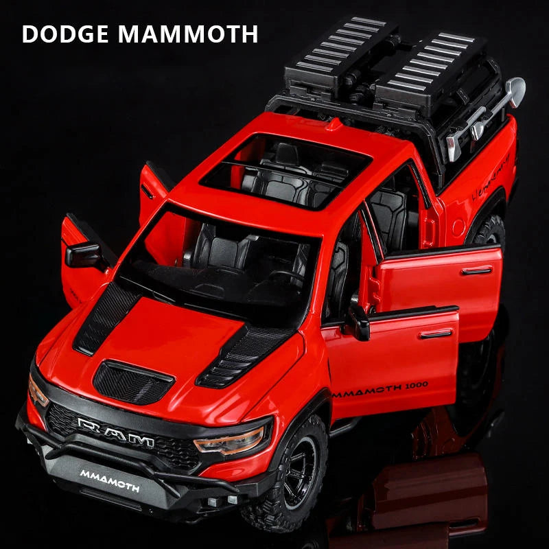1:32 Dodge RAM 1000 TRX Mammoth Picku Alloy Car Model Sound and Light Pull Back Children'S Toy Collectibles Birthday Gift