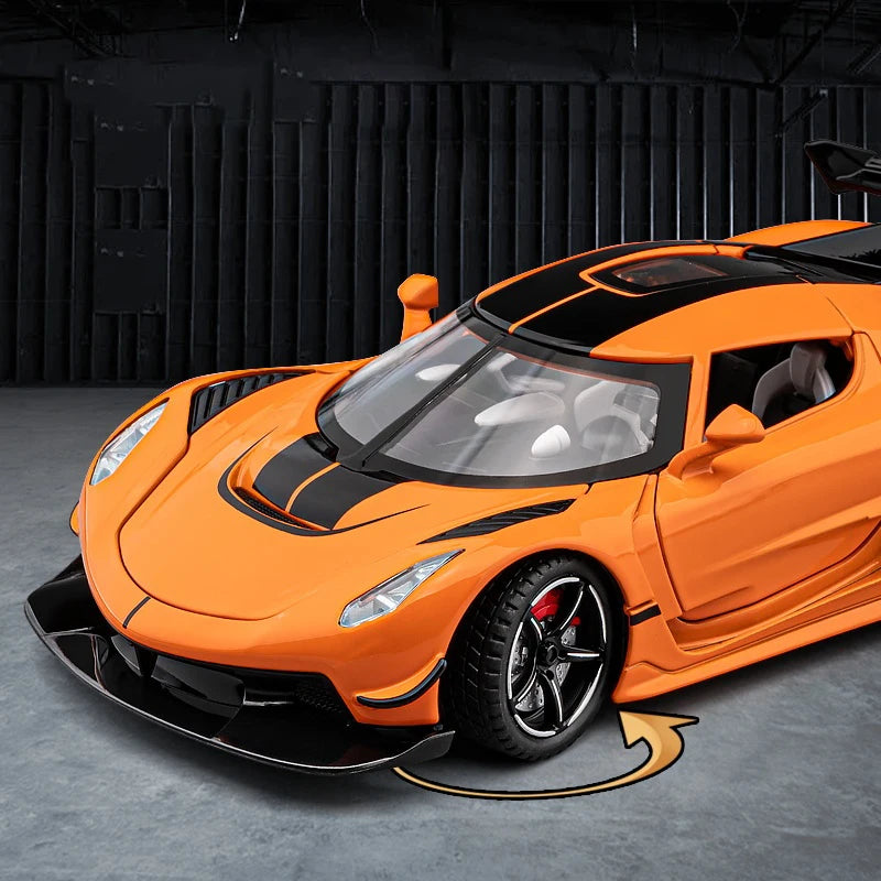 1:22 KNSG Jesko Supercar Alloy Metal Diecast Model Car Sound and Light Pull Back Children'S Toy Collectibles Birthday Gifts Boys