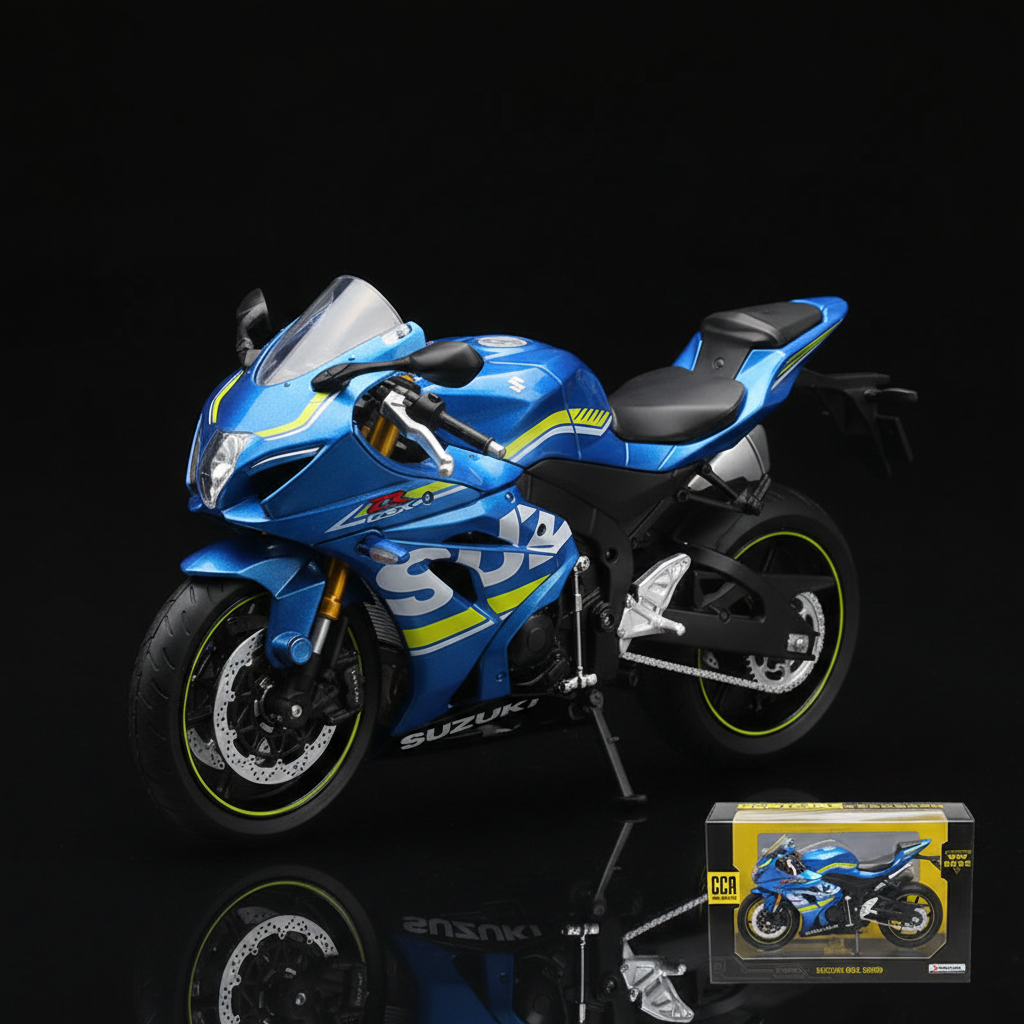GSX-R1000 azul con caja