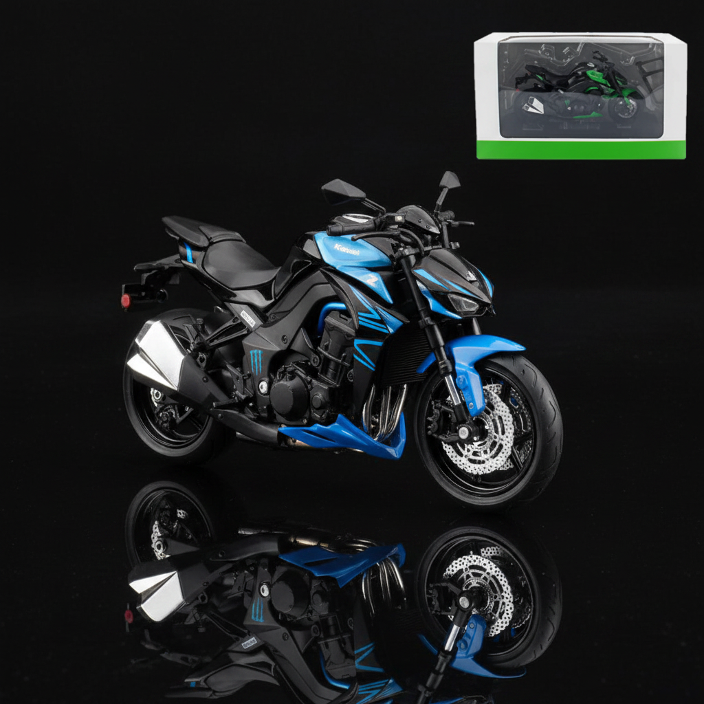 Kawasaki Z1000 azul con caja