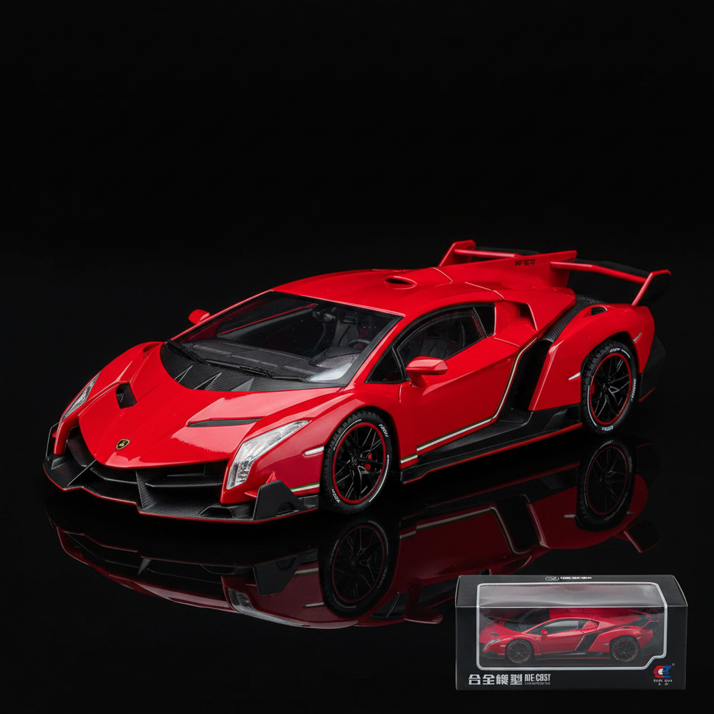 Lamborghini Veneno rojo con caja