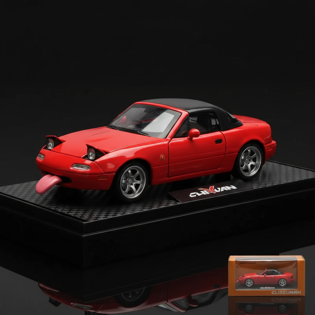 Mazda MX-5 rojo con caja