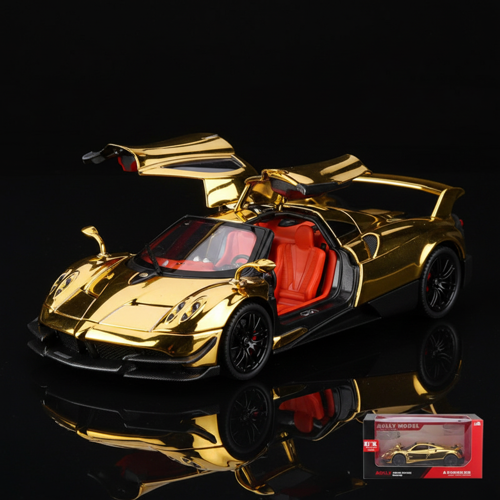 Pagani Huayra BC dorado con caja real